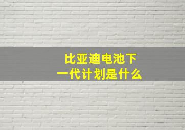 比亚迪电池下一代计划是什么