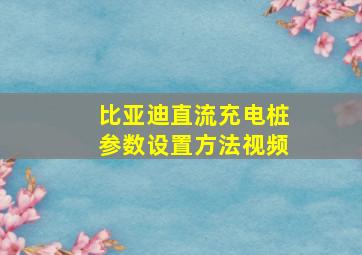 比亚迪直流充电桩参数设置方法视频