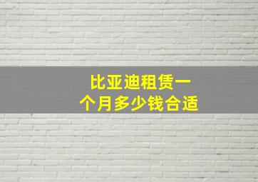 比亚迪租赁一个月多少钱合适