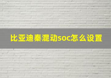 比亚迪秦混动soc怎么设置