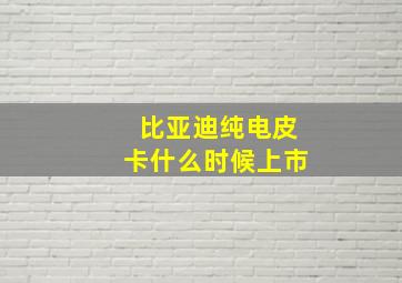 比亚迪纯电皮卡什么时候上市