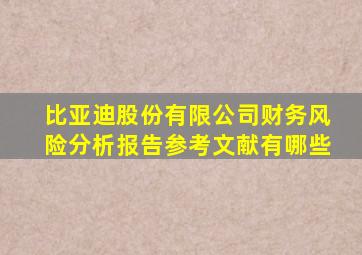 比亚迪股份有限公司财务风险分析报告参考文献有哪些