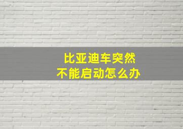 比亚迪车突然不能启动怎么办