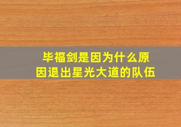 毕福剑是因为什么原因退出星光大道的队伍