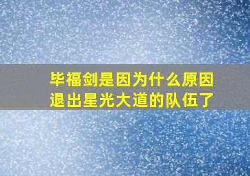 毕福剑是因为什么原因退出星光大道的队伍了