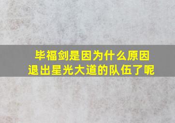 毕福剑是因为什么原因退出星光大道的队伍了呢