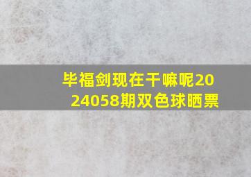 毕福剑现在干嘛呢2024058期双色球晒票