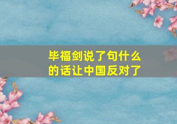 毕福剑说了句什么的话让中国反对了