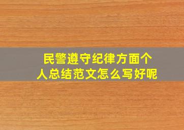 民警遵守纪律方面个人总结范文怎么写好呢