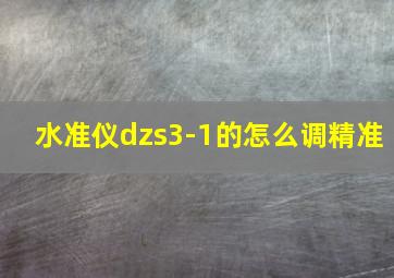 水准仪dzs3-1的怎么调精准