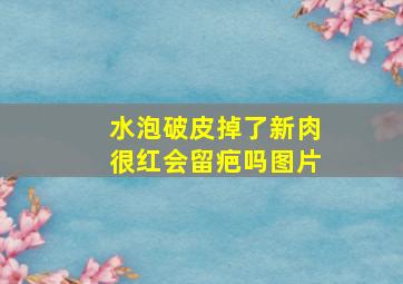 水泡破皮掉了新肉很红会留疤吗图片