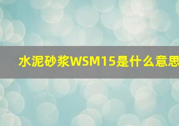 水泥砂浆WSM15是什么意思