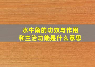 水牛角的功效与作用和主治功能是什么意思