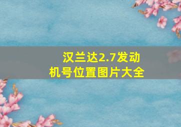 汉兰达2.7发动机号位置图片大全