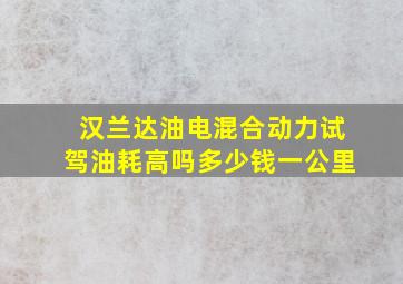 汉兰达油电混合动力试驾油耗高吗多少钱一公里