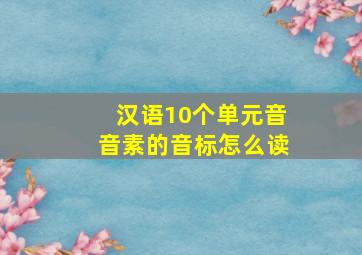 汉语10个单元音音素的音标怎么读