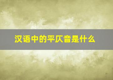 汉语中的平仄音是什么