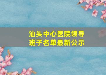 汕头中心医院领导班子名单最新公示