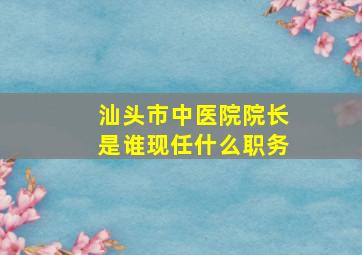 汕头市中医院院长是谁现任什么职务