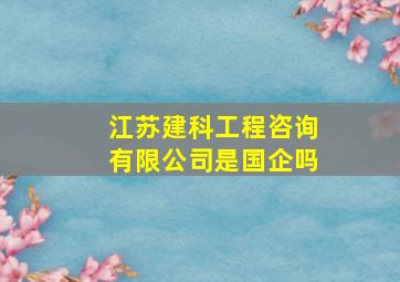 江苏建科工程咨询有限公司是国企吗