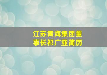 江苏黄海集团董事长祁广亚简历