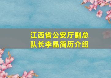 江西省公安厅副总队长李晶简历介绍