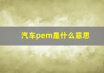 汽车pem是什么意思