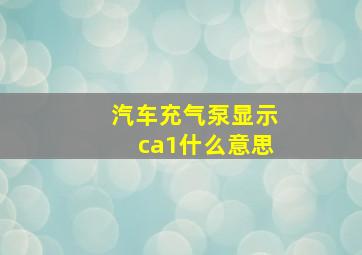 汽车充气泵显示ca1什么意思