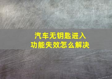 汽车无钥匙进入功能失效怎么解决