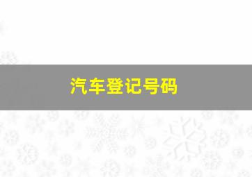 汽车登记号码