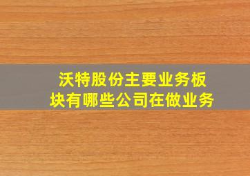 沃特股份主要业务板块有哪些公司在做业务