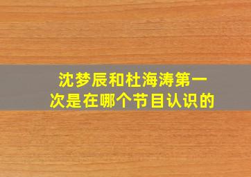 沈梦辰和杜海涛第一次是在哪个节目认识的