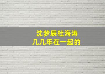 沈梦辰杜海涛几几年在一起的