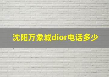 沈阳万象城dior电话多少