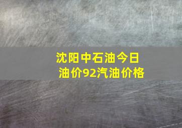 沈阳中石油今日油价92汽油价格