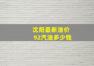 沈阳最新油价92汽油多少钱