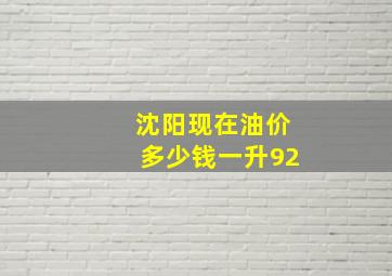 沈阳现在油价多少钱一升92