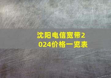 沈阳电信宽带2024价格一览表