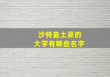 沙特最土豪的大学有哪些名字