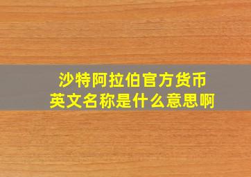 沙特阿拉伯官方货币英文名称是什么意思啊