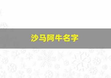 沙马阿牛名字