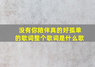 没有你陪伴真的好孤单的歌词整个歌词是什么歌