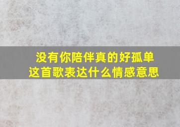 没有你陪伴真的好孤单这首歌表达什么情感意思