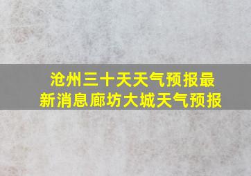 沧州三十天天气预报最新消息廊坊大城天气预报