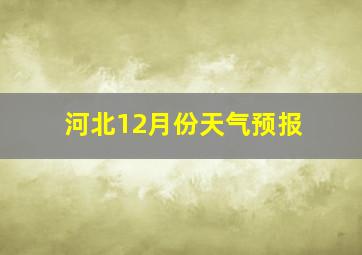 河北12月份天气预报