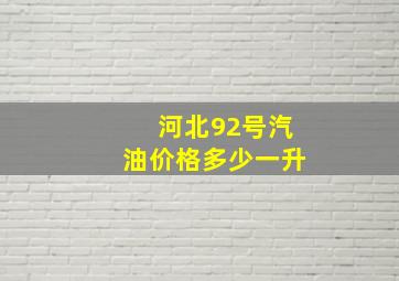 河北92号汽油价格多少一升