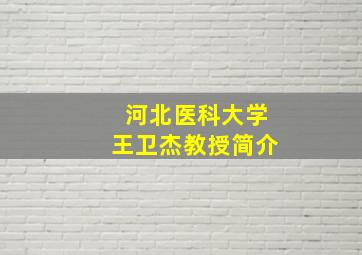 河北医科大学王卫杰教授简介