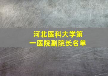 河北医科大学第一医院副院长名单