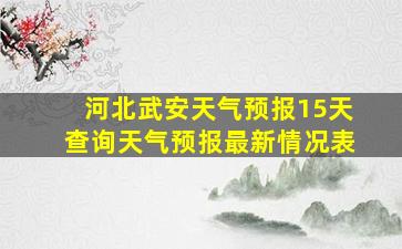 河北武安天气预报15天查询天气预报最新情况表