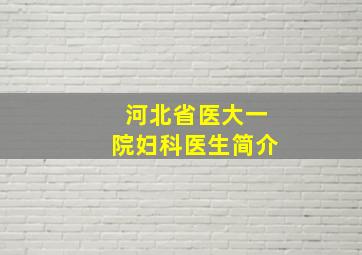 河北省医大一院妇科医生简介